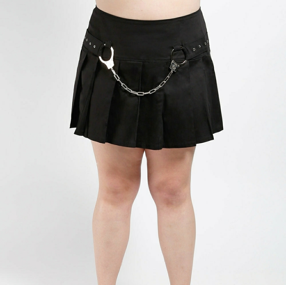 Plus Size 20 Black TRIPP NYC Gothic Mini Skirt Handcuffs Skull